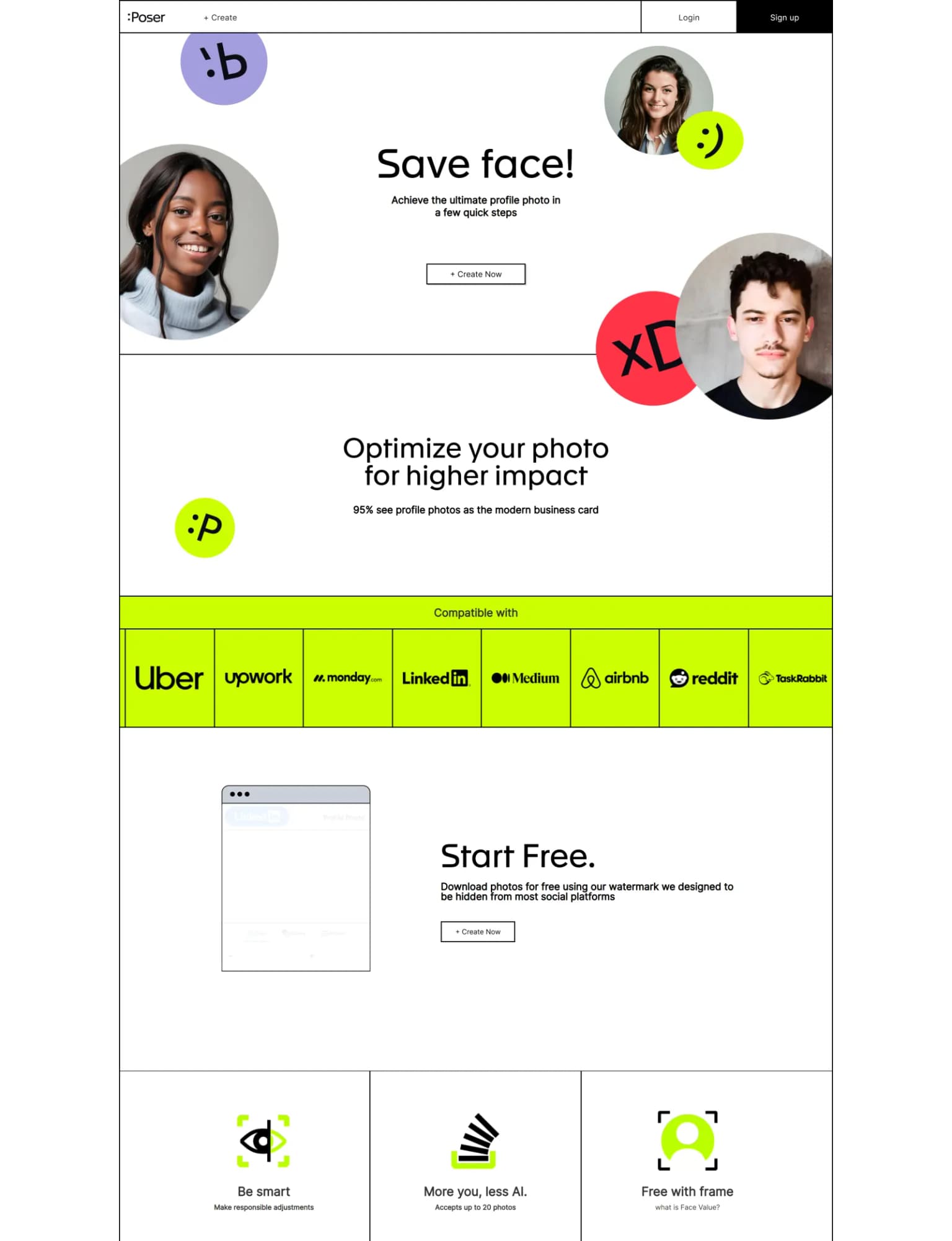 Poser website screenshot